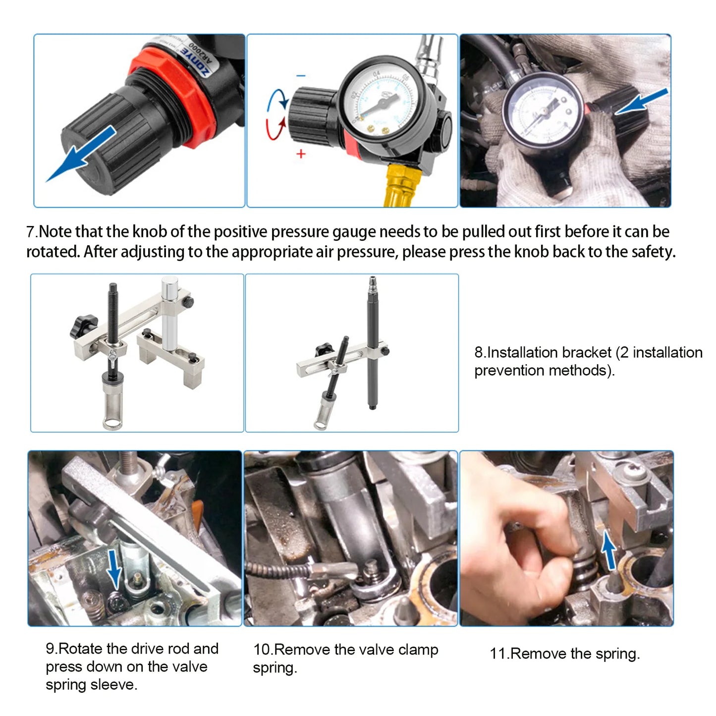 Cylinder Head Service Set Tool Kit Valve Spring Compressor Removal Installer Replacement valve oil seal tool