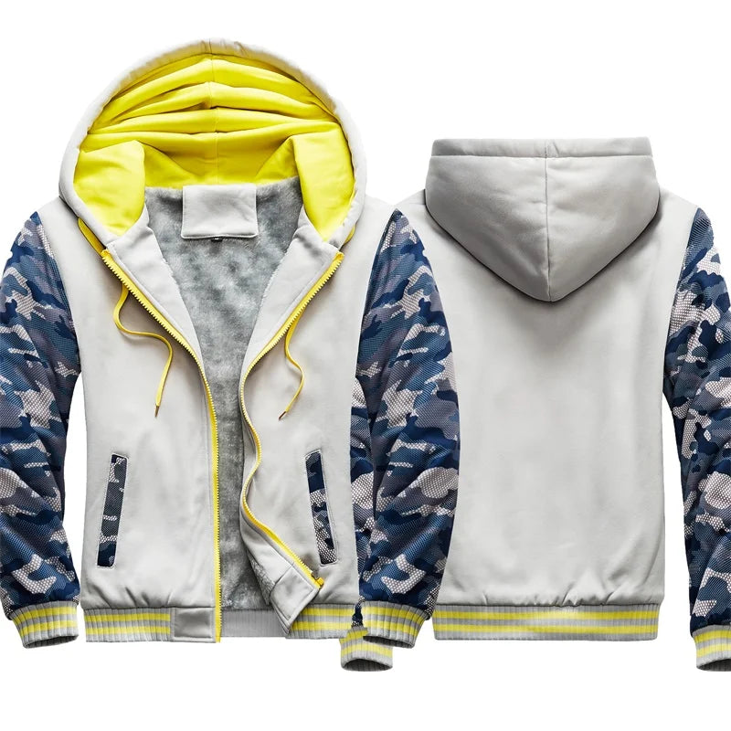 Men's Hoodie Winter Thick Warm Fleece Zipper Sweatshirts Casual Hoodies Daily Coat Sportwear Male Streetwear Hoodies Unisex
