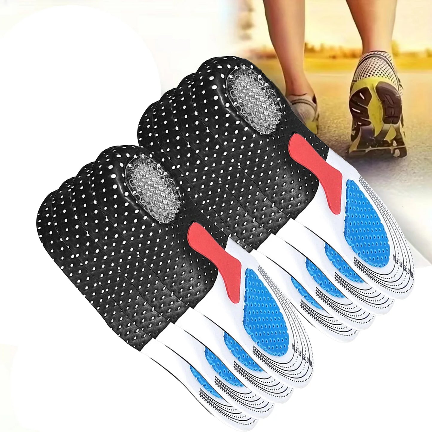 Cuttable Orthotic Insoles, Memory Foam Cushion Gel Insoles, Silicone Arch Support Inserts, Soft Running Insoles for Men & Women