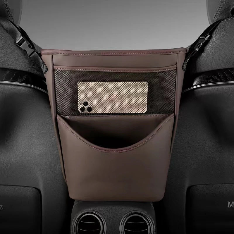 Car Seat Middle Hanger Storage Bag PU Leather Universal Car Seat Gap Organizer Hanging Handbag Holder Net Pocket Stowing Tidying