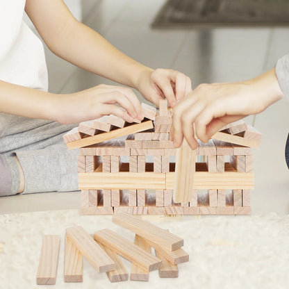 100Pcs Wooden Stacking Blocks Natural Solid Wood Building Set for Kids Toddlers Montessori Learning Fine Motor Skills Creative