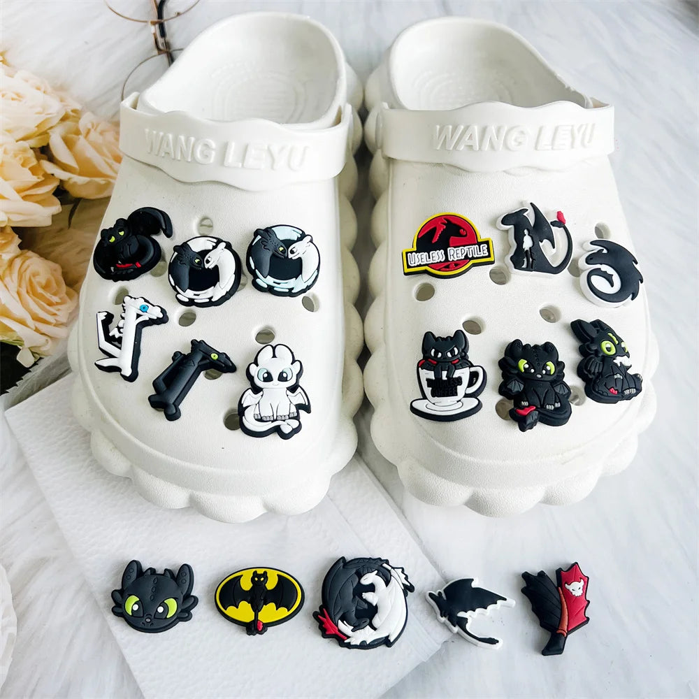 16-100Pcs Cartoon Dragon Shoe Charms For Slides Clog Sandals Toothless Shoe Decorations Accessories For Christmas Birthday Gift