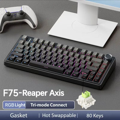AULA Mechanical Keyboard F75 Three Modes Gaming Mechanical Keyboard Multi-function Knob Can Switch Between Game/Office Modes