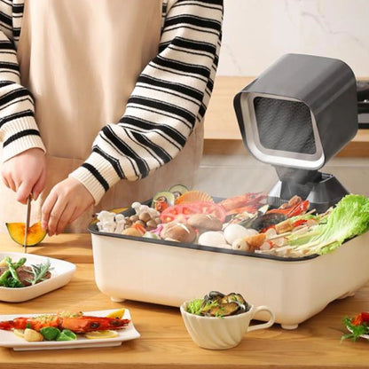 Portable Range Hood Retractable Desktop Cooker Hood with 2 Speed Exhaust Fan and Oil Cup for Barbecue Party Hot Pot