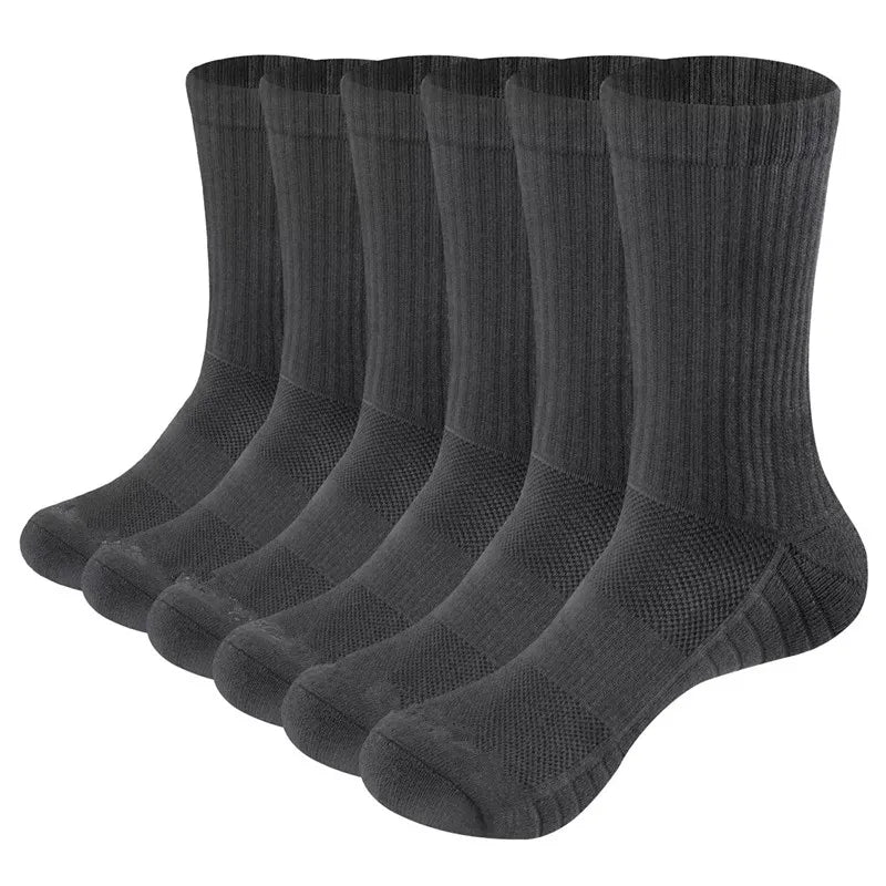5 Pairs Men Hiking Socks Combed cotton Cushioned man Crew Socks Padded outdoor Jungle green army socks Size 37-44 Shipping free