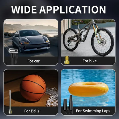 Portable Rapid Tyre Inflator Air Compressor with LED Light And Pressure Gauge for Cars Bicycles Balls - Auto Tire Inflator Gun
