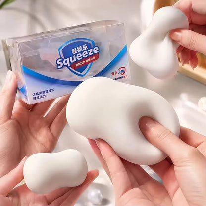 ASMR simulated soap ball squishy stress ball, soft cute realistic filled soft glue toy, prank soap stress relief toy, gift