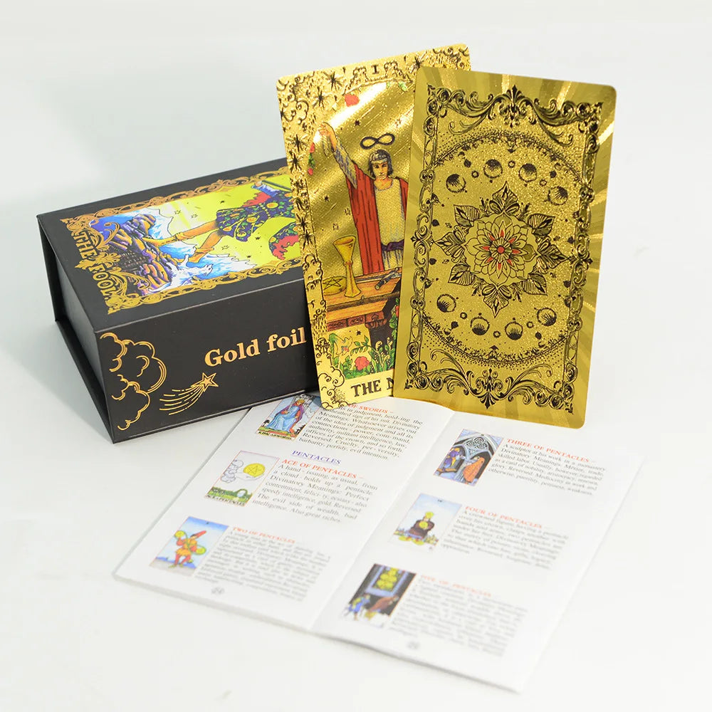78Pcs Pink Classic Wait Tarot Cards with Guide Book Divination Deck Family Party Board Fate Card Fortune Telling Game