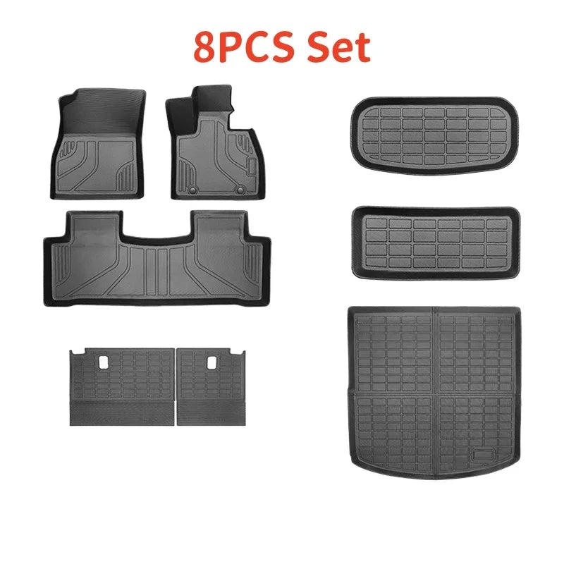 For BYD SEALION 7 2024 2025 TPE Car Floor Mats (Only RHD), All Weather Waterproof Backrest  Trunk  Frunk