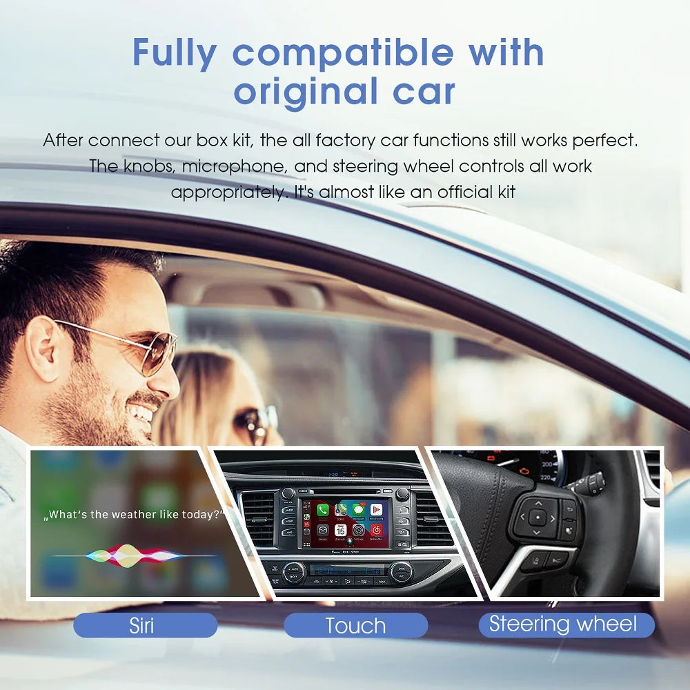 Wireless Carplay Android Auto for Toyota with Touch2 Entune2.0 2014-2019 Fits for Tundra/Highlander/RAV4/Tacoma/Camry/Corolla