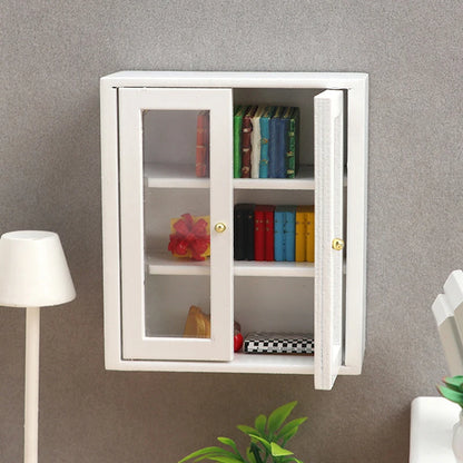 1:12 Dollhouse Miniature Bookcase Showcase Storage Cabinet Locker Display Cabinet Home Furniture Model Toy DollHouse Accessory