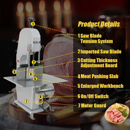 Stainless Steel Saw Bone Machine Commercial Electric Cutter Multi-function Frozen Meat Fish Ribs Slicers Cutting Machine