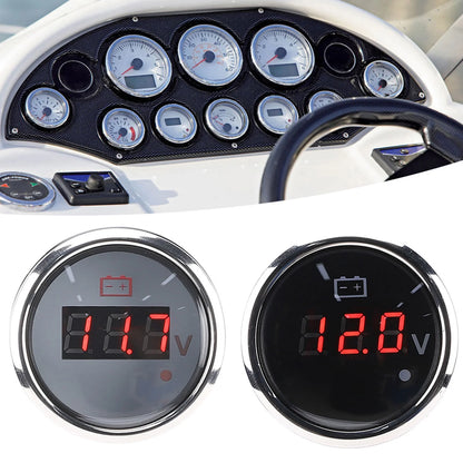 2in Battery Voltage Gauge LED Digital Display IP67 Waterproof Smart Alarm  for Boat Auto Voltage Gauge LED Voltmeter