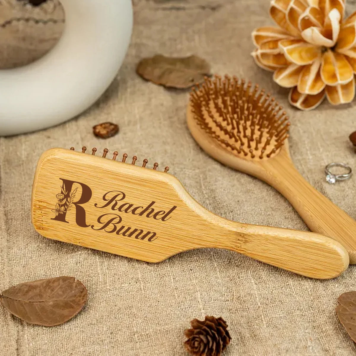 Personalised Custom Comb, Customized Mini Oval Air Cushion Bamboo Comb, Customizable Initials and Name,