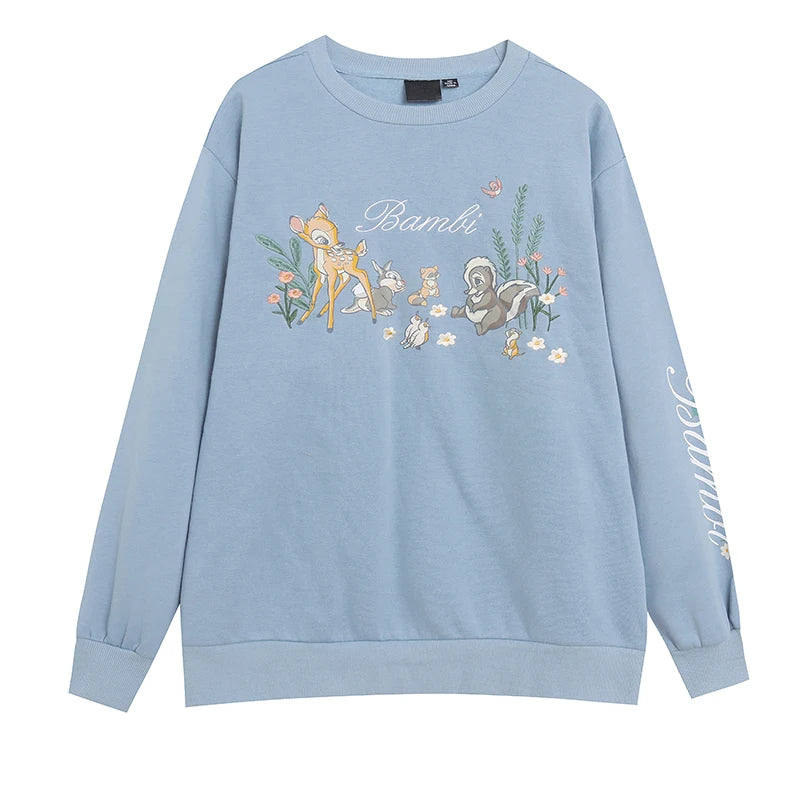 Cute Embroidered Fleece Lined Long Sleeve Hoodie Casual round Neck Loose Fit Anti Aging Women's Clothing Comfortable Sweatshirt