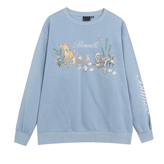 Cute Embroidered Fleece Lined Long Sleeve Hoodie Casual round Neck Loose Fit Anti Aging Women's Clothing Comfortable Sweatshirt