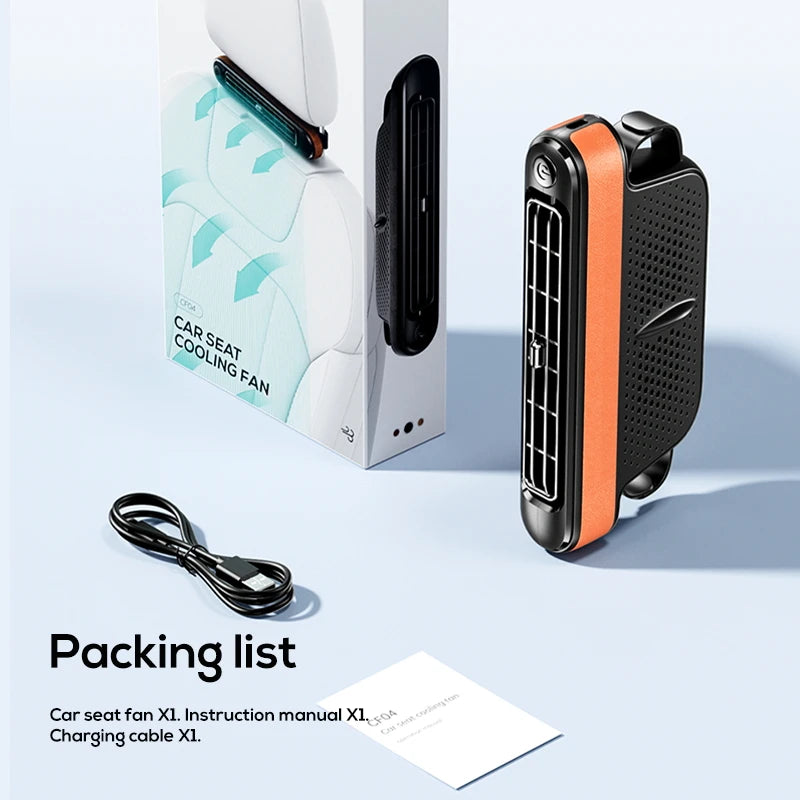 Yanace Portable Car Seat Cooling Fan USB Rechargeable Backseat Air Cooler with Strong Wind for Summer Travel Accessories