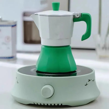800W Moka Pot Electric Ceramic Stove Coffee Hot Plate Boiling Water Heater Mini Tea Maker Flower Teapot Suitable For Home/Office