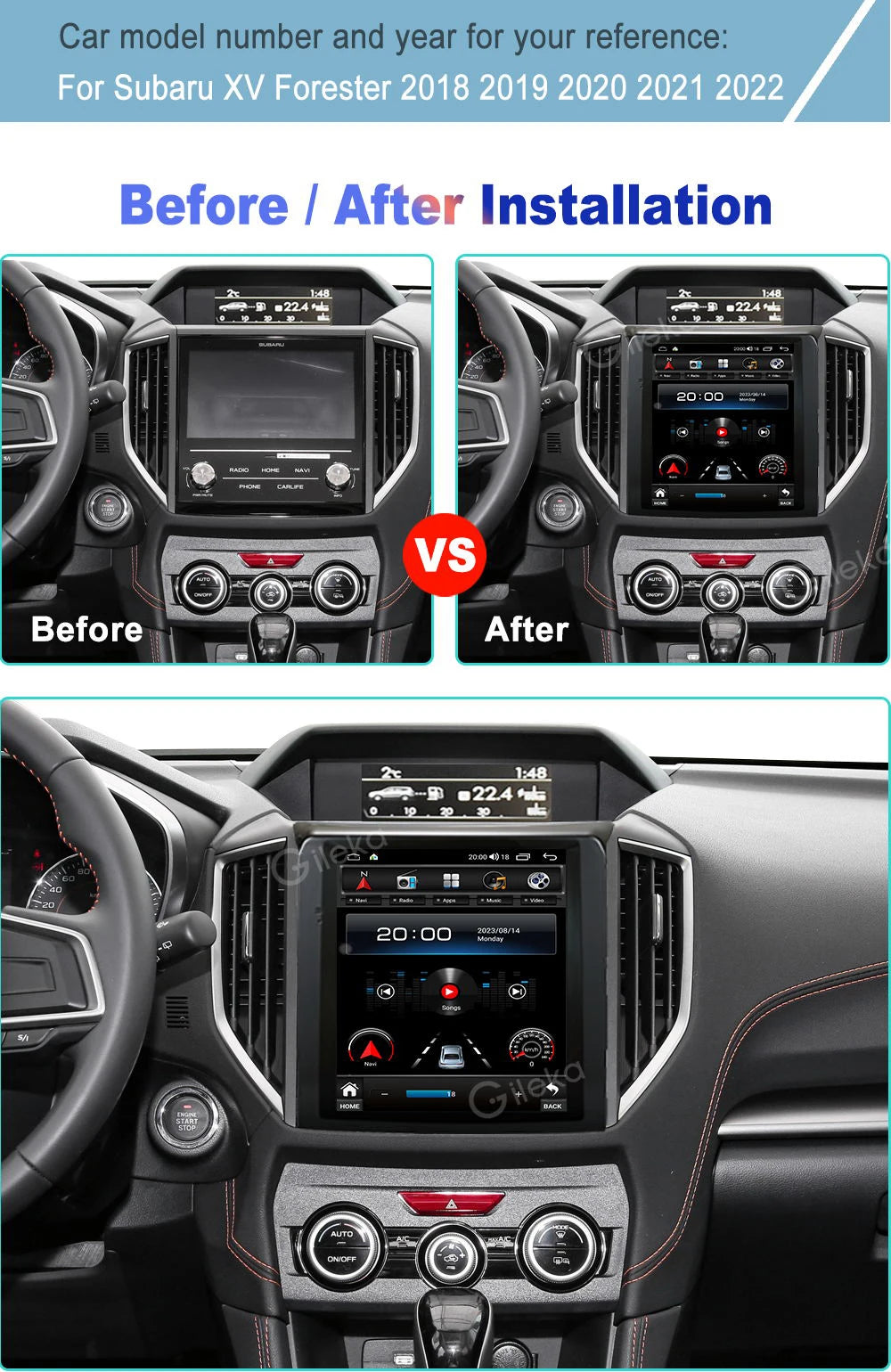Android Radio Head Unit For Subaru Forester XV Impreza G4 2018-2022 Car one din Multimedia Video Player  GPS