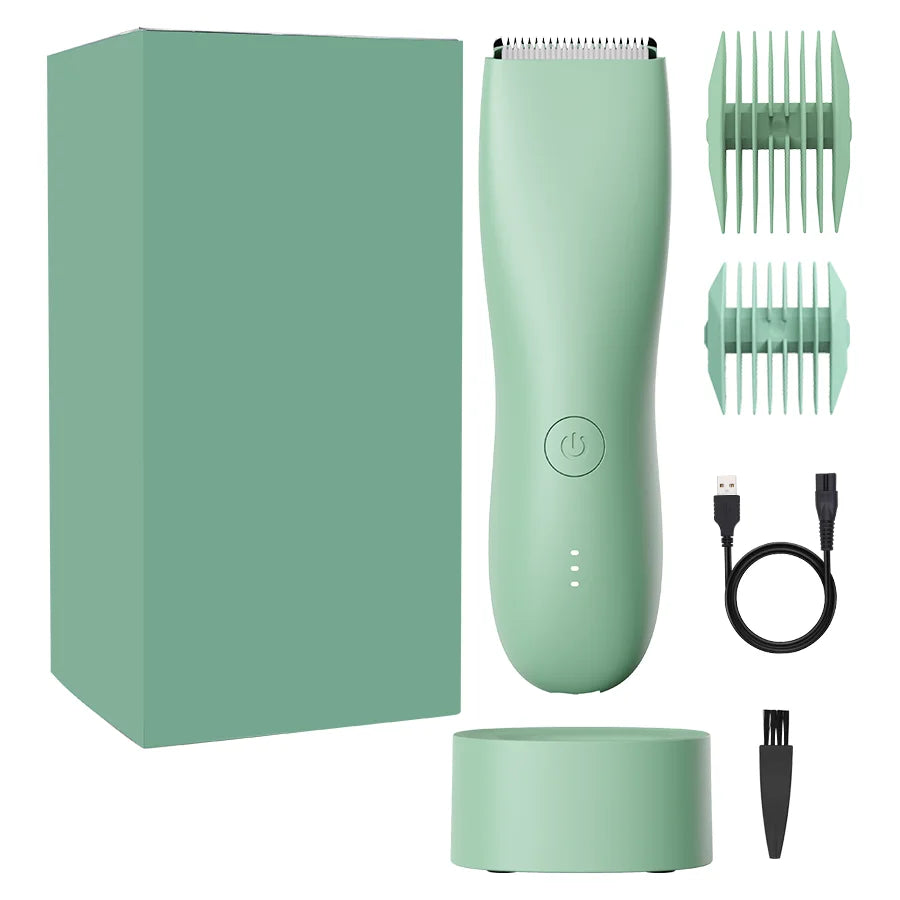 [IPX6] Men's Groin/Body Trimmer w/ SkinSafe - Foil Blades & Precision, Rechargeable Ball Shaver for Sensitive Skin