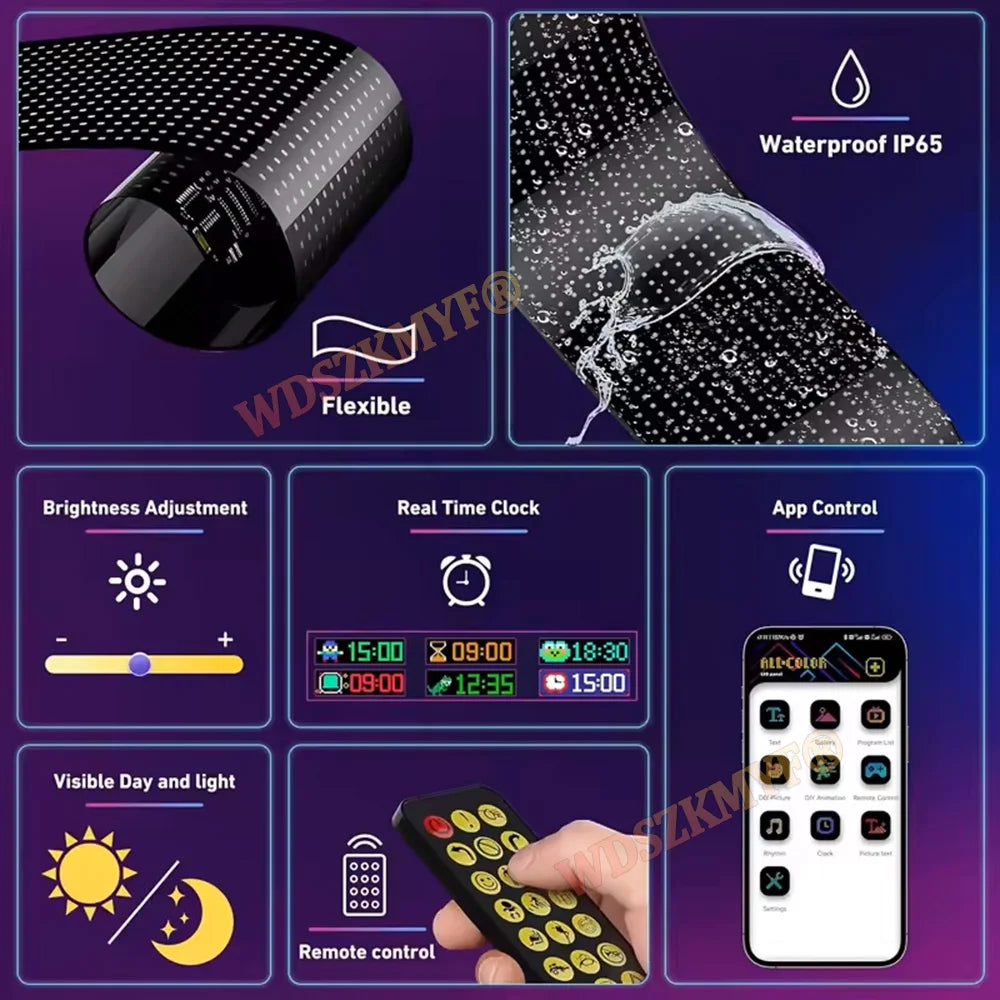 Demon Eyes Car LED Logo APP LED Matrix Pixel Panel Night Light DIY Programmable Flexible LED Display for Car Truck Accessories