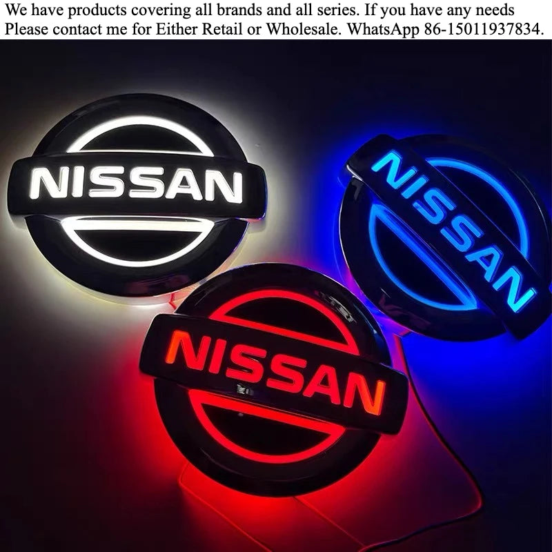 15,5-13CM or 17.5-15cm Front Grill Emblem for Nissan Patrol Sunny Teana Terra Qashqai X-Trail pathfinder juke Murano LED Emblem