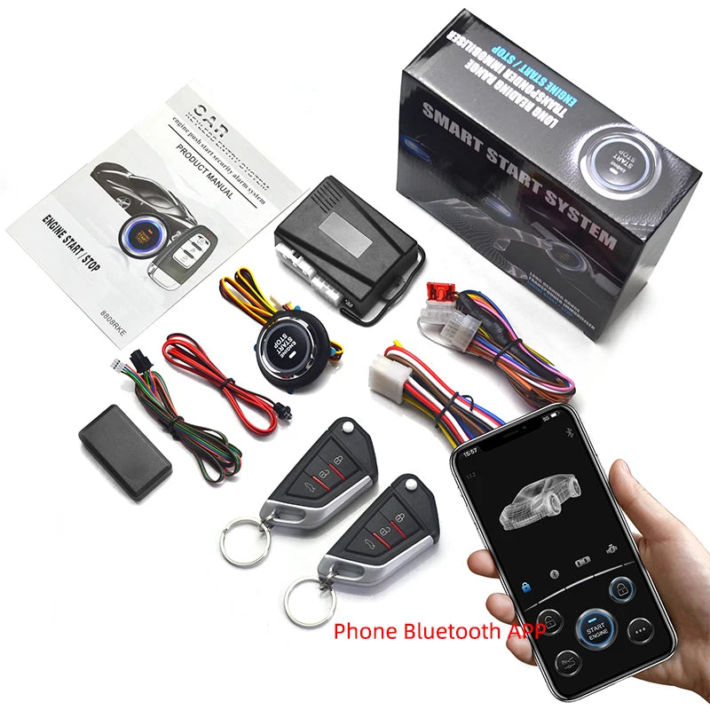 12V Car Remote Starter Start Stop Button Universal Centra lization Anti Theft Engine Lock Alarm System Auto Remote Starter