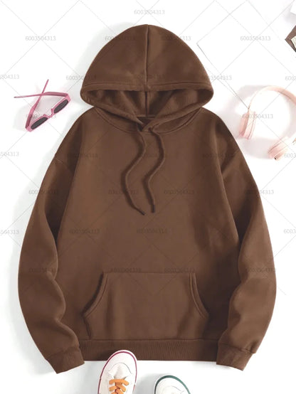 Unisex Loose Men's Women Cotton Hoodies Casual Autumn Winter Fleece Sweatshirt Oversized Pullover O-Neck Tops Hoody Solid Color