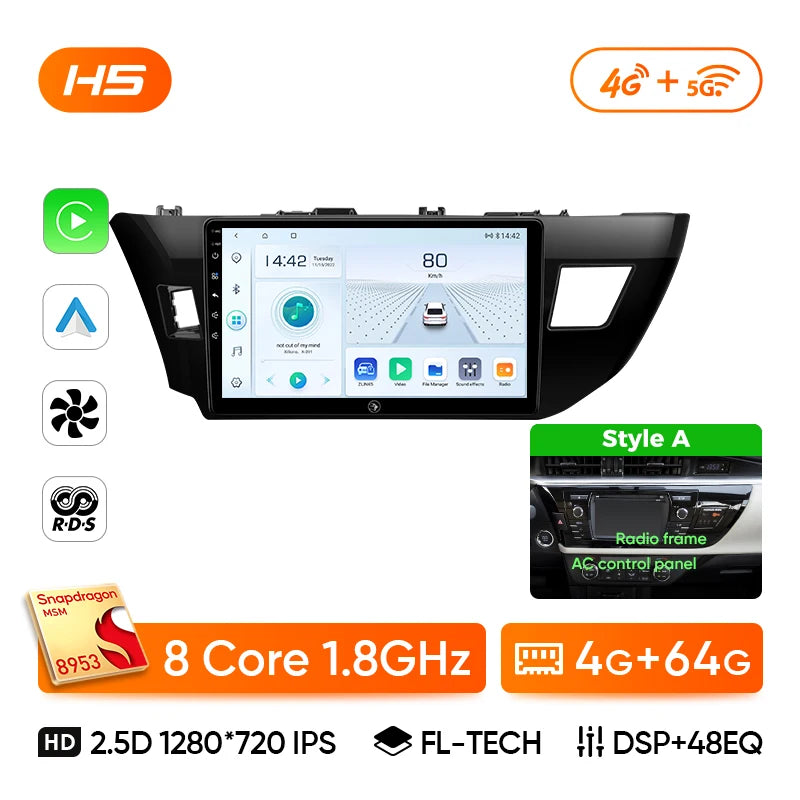 Ainavi Car Multimedia Player For Toyota Corolla 11 2012 2013 2014 2015 2016 E170 E180 wireless Carplay Android Auto 4G Wifi 2din