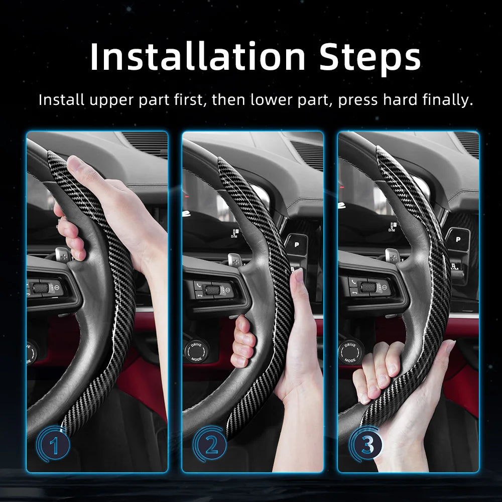 Suitable for Chery Carbon Fiber Texture Steering Wheel Cover with Segmented Quick-Release Design, Durable, for Models Such as Tiggo 2 3 4 7 8 9 Pro Max Csh Arrizo 6 Cross C5 J6 E5 Omoda 5 Gt Eq7