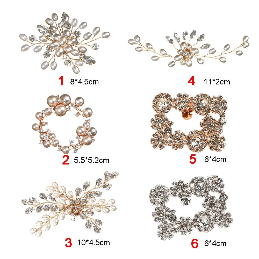 1Pair Wedding Shoes Decorations Pearl Shoes Clip High Heel Shiny Clips Charm Buckle Rhinestone Brooch Bride Pendant Accessories