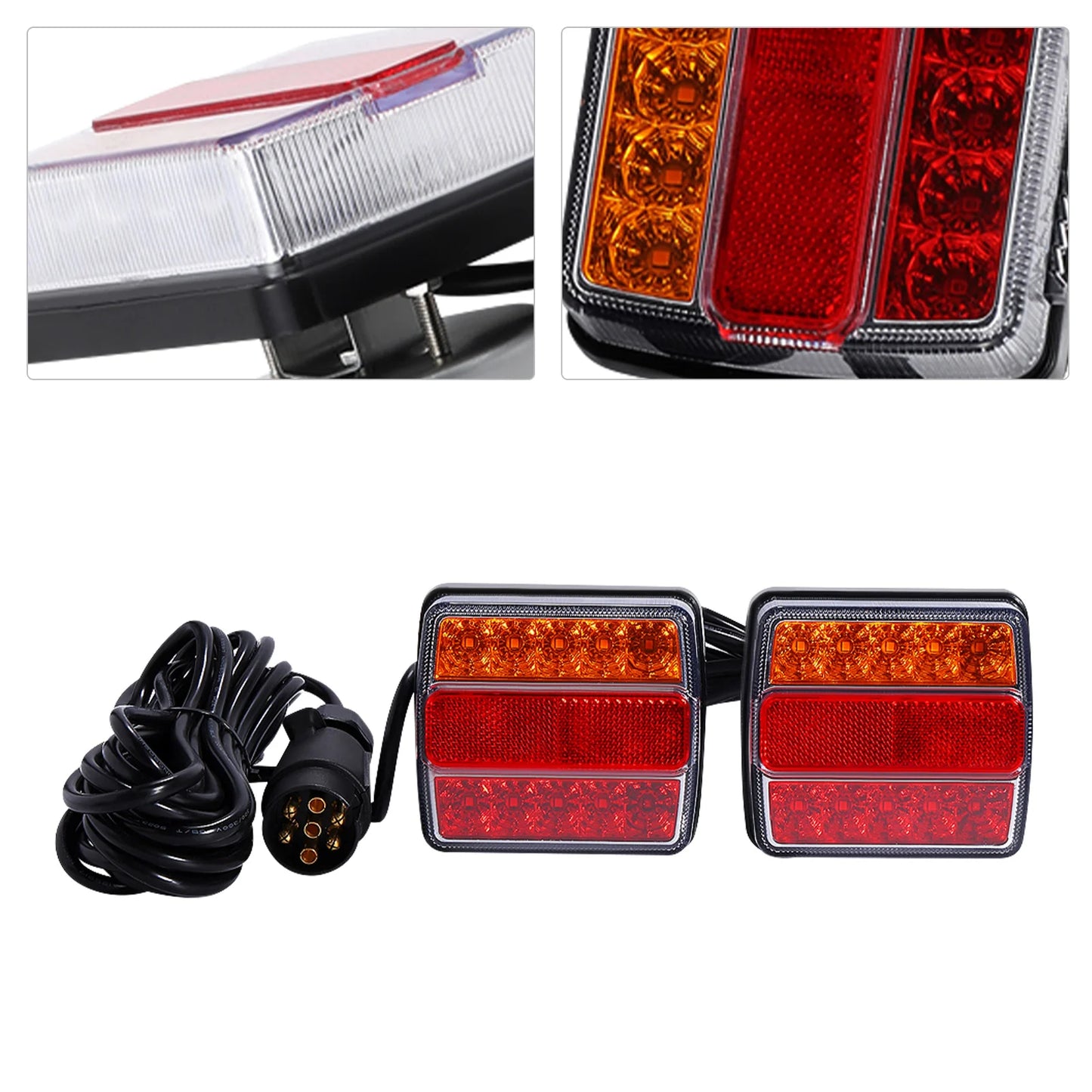3256807765834798Led Trailer Tail Light Set, 12v, With 7-Pin Plug, Durable Material, Easy To Install, Improves Visibility, Licens
