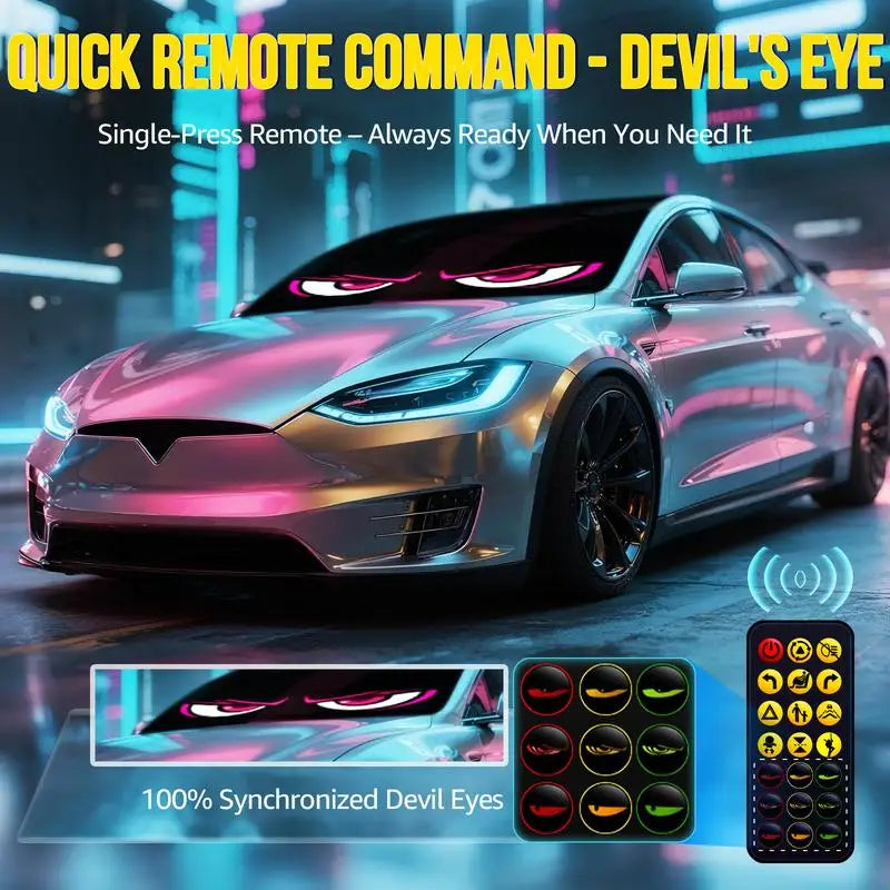 APP Remote Control Truck Devil Eye LED Pixel Panel Light 5V/2A DIY Custom Text Lighting Scrolling Foldable For Board Windshield
