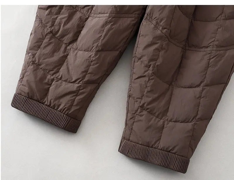 Women's Quilted Pants Casual Lightweight Thickened Warm Harem Style Straight Leg High Waist Long Trousers Winter Fashion
