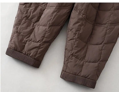 Women's Quilted Pants Casual Lightweight Thickened Warm Harem Style Straight Leg High Waist Long Trousers Winter Fashion