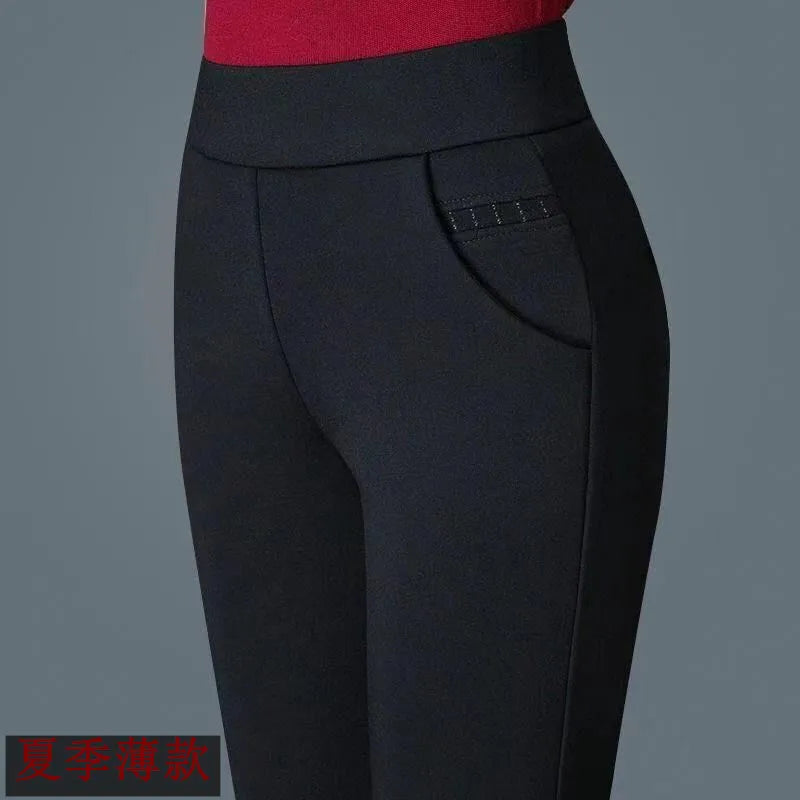 plus Size Fce Lined Straight Leg Pants for Women Autumn Winter Gold Velvet Loose Fit Casual Trousers High Waist Elastic Wa...