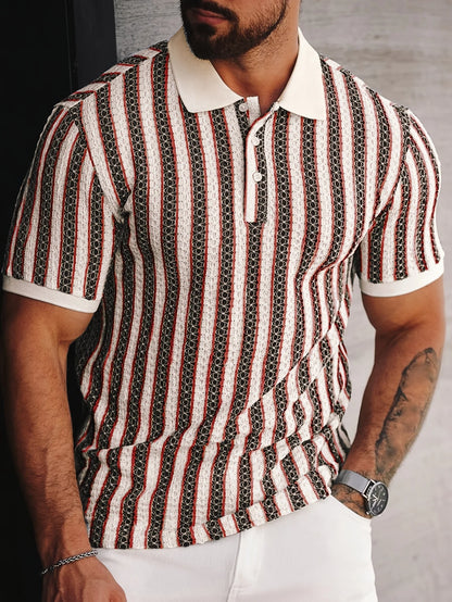Summer Men's Polo Shirts 2026 Stripe Design Ice Silk Short Sleeve Cool Touch Breathable Casual Outdoor Polo Shirt for Men