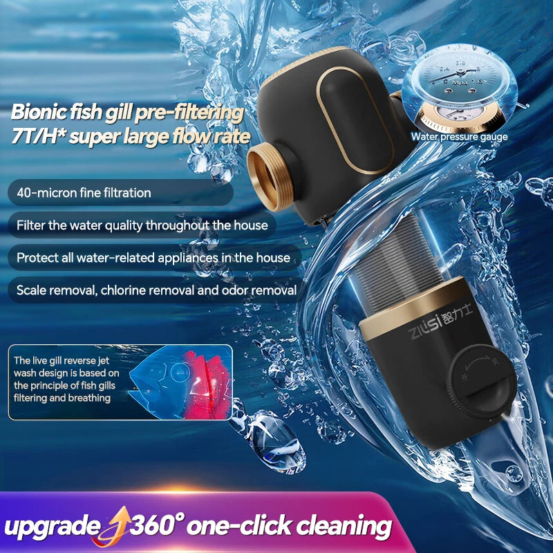 ZILISI Anti gravity pre filter household backwash tap water purifier water dispenser
