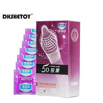 5D Dotted Condoms with mustache Ribbed G Point Latex Ultra Thin Condom Orgasm Contraceptives Stimulate Vaginal adults Sex Toys