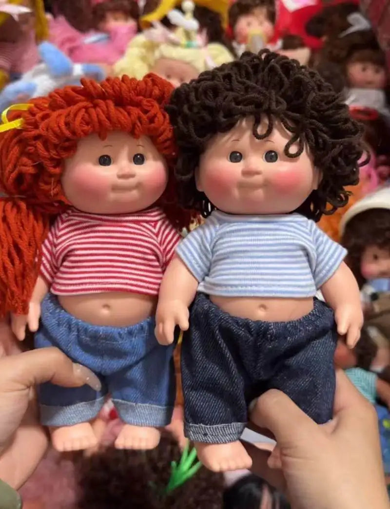 Afu Cute Chubby Face Full Vinyl Cabbage Patch Doll Curly Hair Handmade Collectible Toy For Adult Collection Home Decor