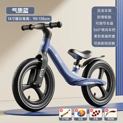 Kids Balance Bike No Pedal For 1 To 8 Yrs Old With Air Tires Nylon Fiberglass Frame Non Slip Silicone Grips Comfy Seat
