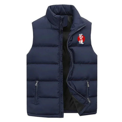 Men Bushido Casual Jacket Vest Coat Autumn Winter Men Fashion Sports Mandarin Collar Sleeveless Zipper Jacket Vest Coat