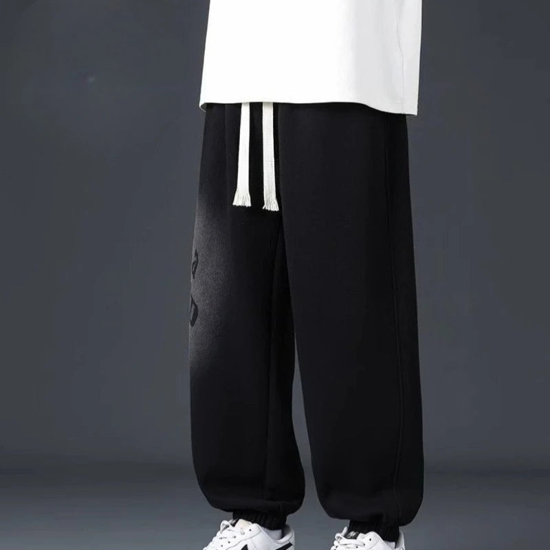 Thick Warm Casual Trousers for Men Fleece Lined Loose Fit Joggers Perfect for Teen Boys School Days Cold Weather Outings