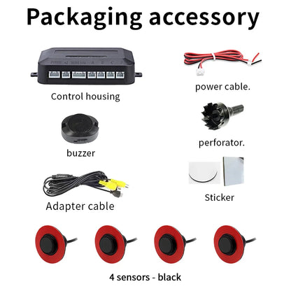 Car Reverse Parking Sensor 4 AHD Sensors 16.5mm Compatible CVBS AHD 1080P Sound Mute Mode Vehicle Safety Alert System