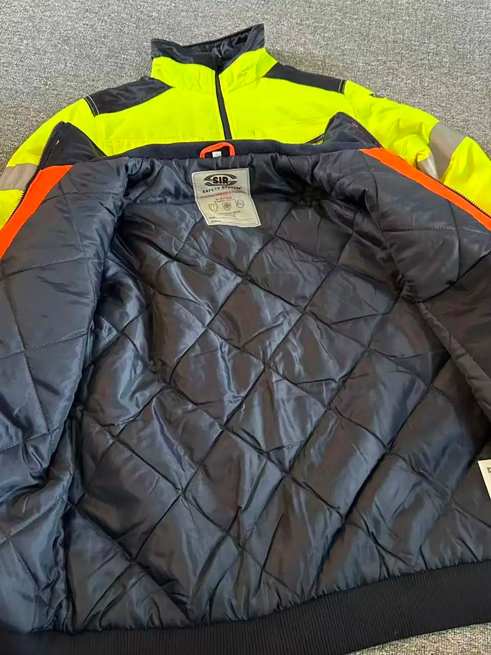 Men's Winter Outdoor Work Jacket Cotton Coat Reflective Strip Stand Collar Casual Long Sleeve Loose Fit Youth Fashion