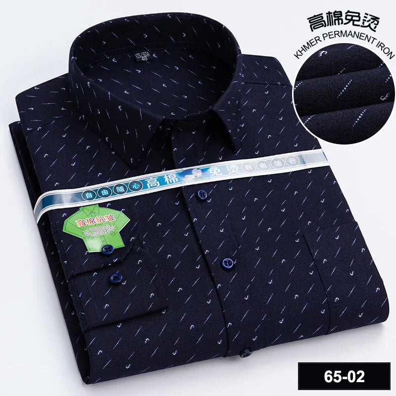 Men's Long Sleeve Casual Shirts Fashion Print Cotton Standard Fit Button Pocket Soft Shirts For Man Office Business Dress New