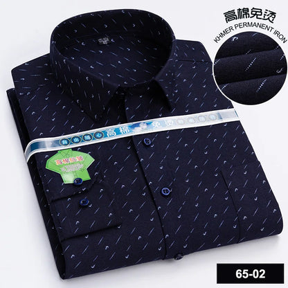 Men's Long Sleeve Casual Shirts Fashion Print Cotton Standard Fit Button Pocket Soft Shirts For Man Office Business Dress New