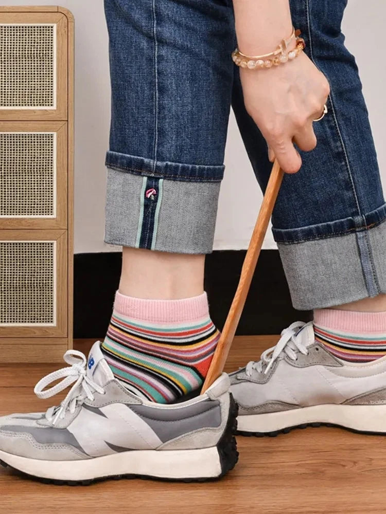 1Pc Durable Professional Wooden Shoe Horn, Shoe Lifting Spoon Household Tool for Elderly People.