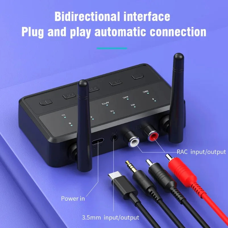 Desktop aptX-Adaptive AD/HD/LL AAC 2 in 1 Bluetooth Audio Transmitter Receiver 3.5MM AUX RCA Stereo HiFi Music Wireless Adapter