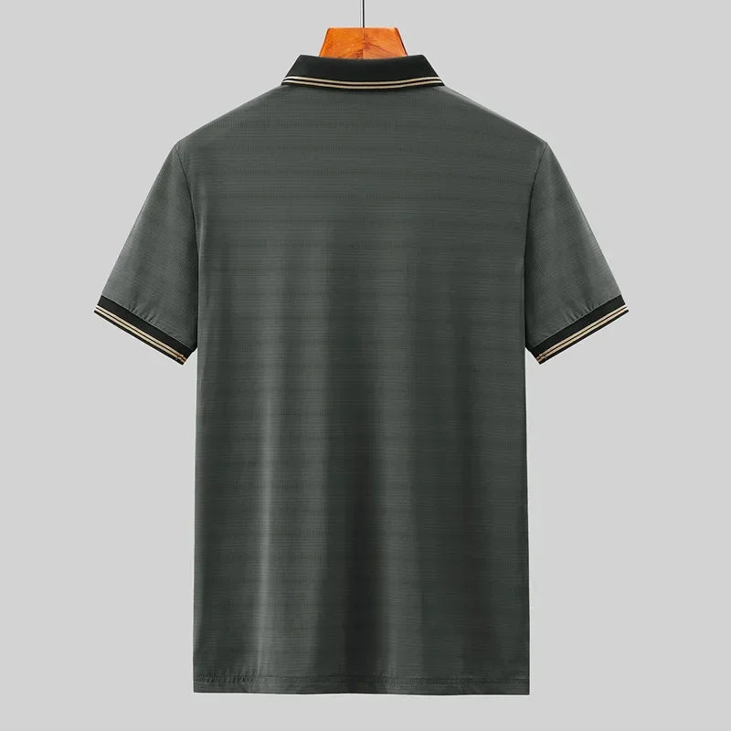 Big Size Men's Ice Silk Polo Shirts Short Sleeve Golf Wear Tee Shirt Male Plus Large 8XL 7XL 130kg Designer Breathable Business